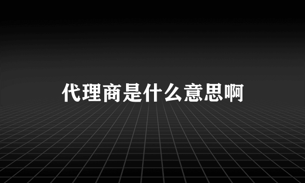 代理商是什么意思啊