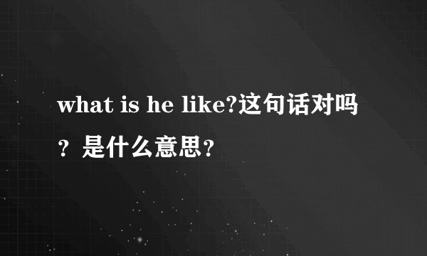 what is he like?这句话对吗？是什么意思？