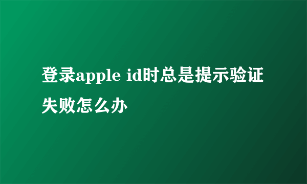 登录apple id时总是提示验证失败怎么办