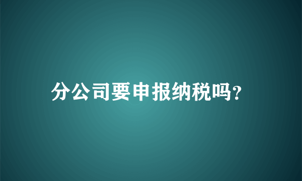 分公司要申报纳税吗？