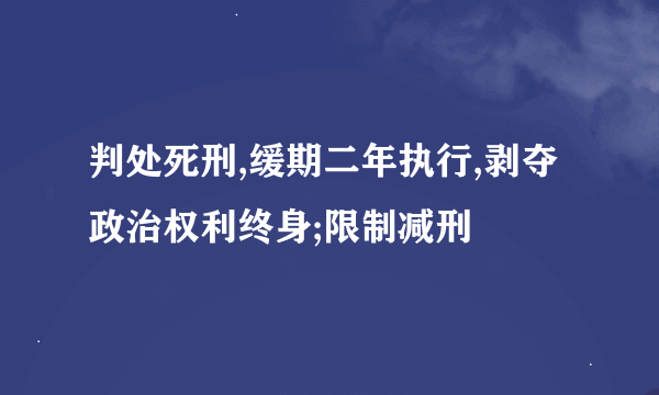 判处死刑,缓期二年执行,剥夺政治权利终身;限制减刑