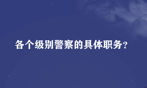 各个级别警察的具体职务？