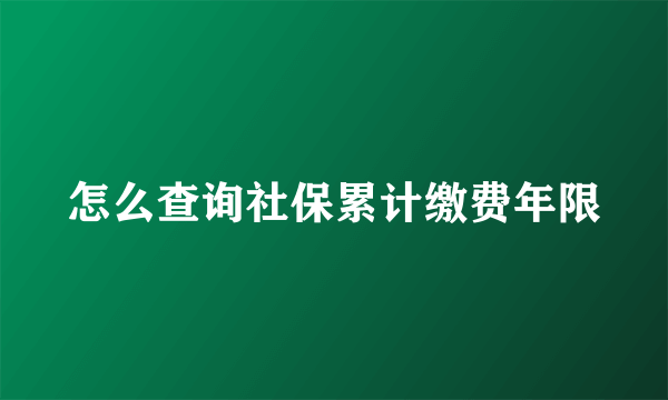 怎么查询社保累计缴费年限