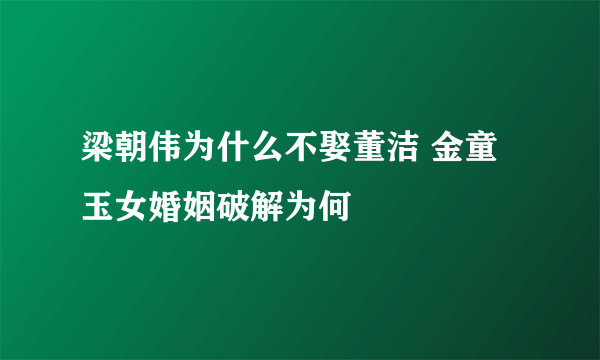 梁朝伟为什么不娶董洁 金童玉女婚姻破解为何