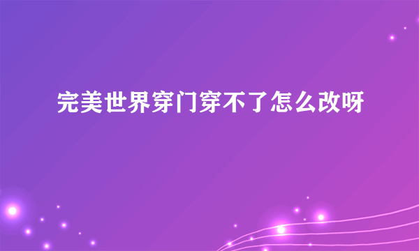 完美世界穿门穿不了怎么改呀