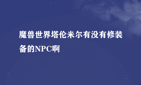 魔兽世界塔伦米尔有没有修装备的NPC啊