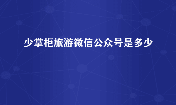 少掌柜旅游微信公众号是多少