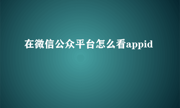 在微信公众平台怎么看appid