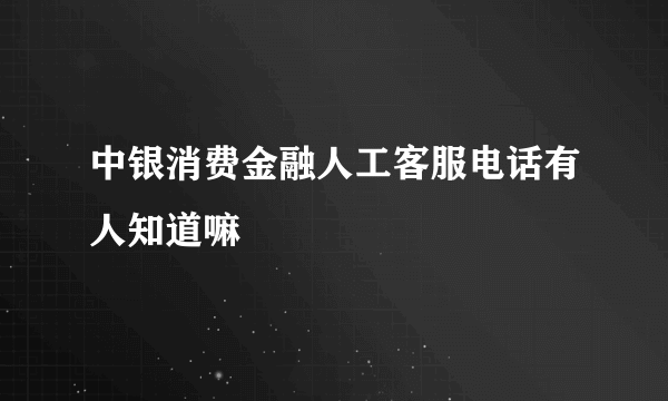 中银消费金融人工客服电话有人知道嘛