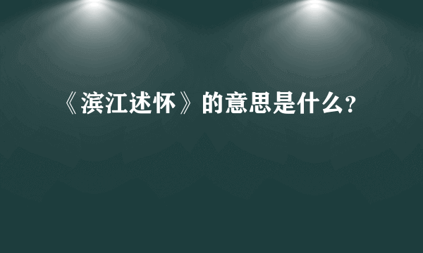 《滨江述怀》的意思是什么？