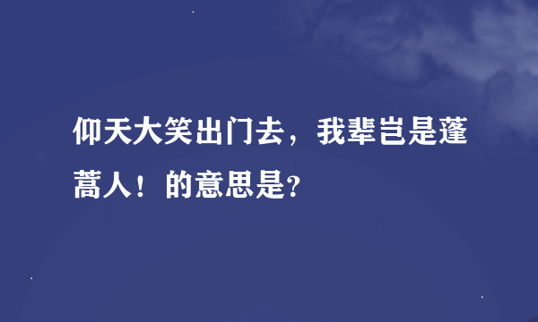 仰天大笑出门去，我辈岂是蓬蒿人！的意思是？