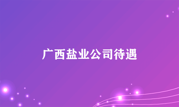 广西盐业公司待遇