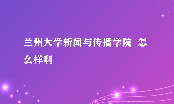 兰州大学新闻与传播学院  怎么样啊