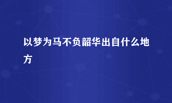 以梦为马不负韶华出自什么地方