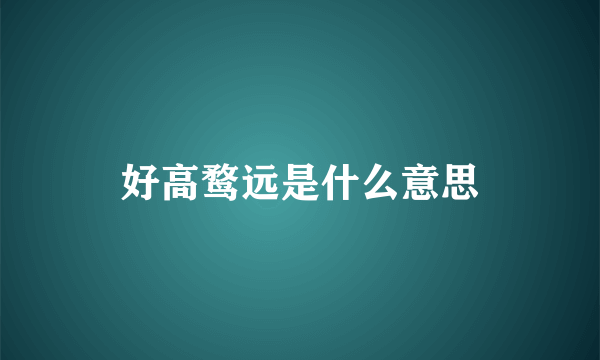 好高鹜远是什么意思