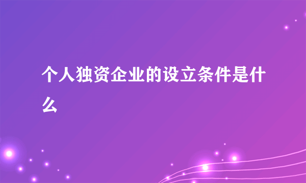 个人独资企业的设立条件是什么