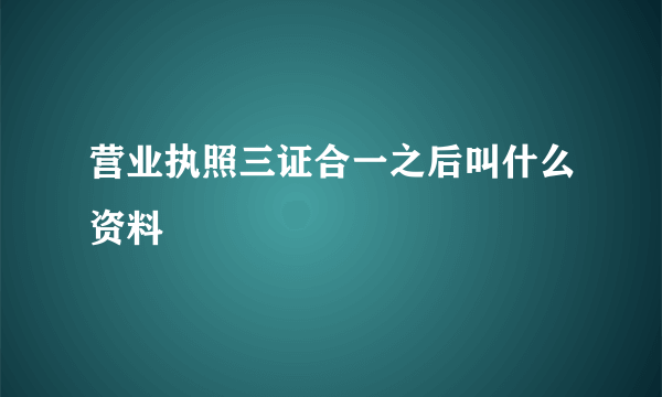 营业执照三证合一之后叫什么资料