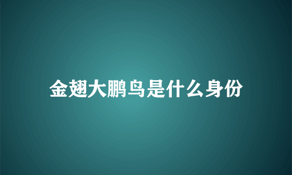 金翅大鹏鸟是什么身份