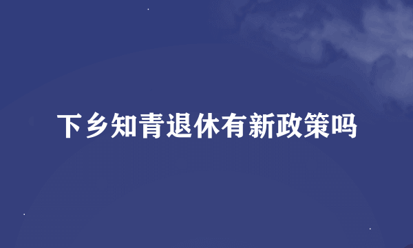 下乡知青退休有新政策吗