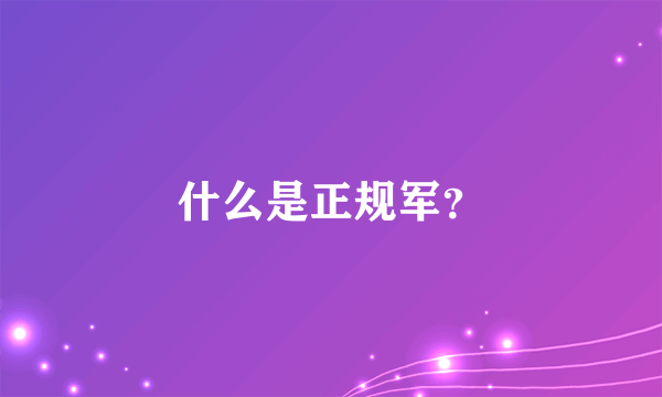 什么是正规军？