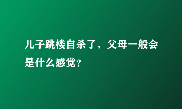 儿子跳楼自杀了，父母一般会是什么感觉？