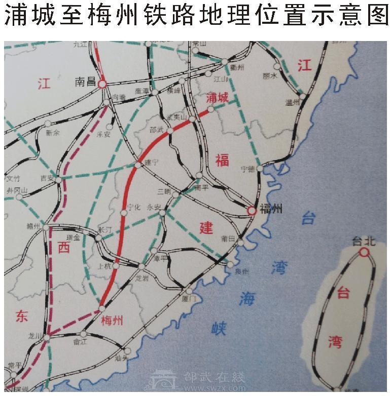 浦梅铁路的线路走向