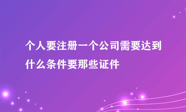 个人要注册一个公司需要达到什么条件要那些证件