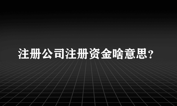 注册公司注册资金啥意思？