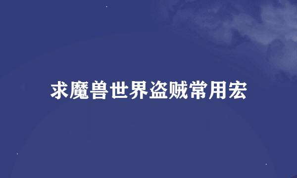 求魔兽世界盗贼常用宏