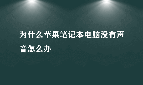 为什么苹果笔记本电脑没有声音怎么办