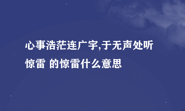 心事浩茫连广宇,于无声处听惊雷 的惊雷什么意思