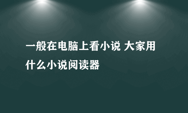 一般在电脑上看小说 大家用什么小说阅读器