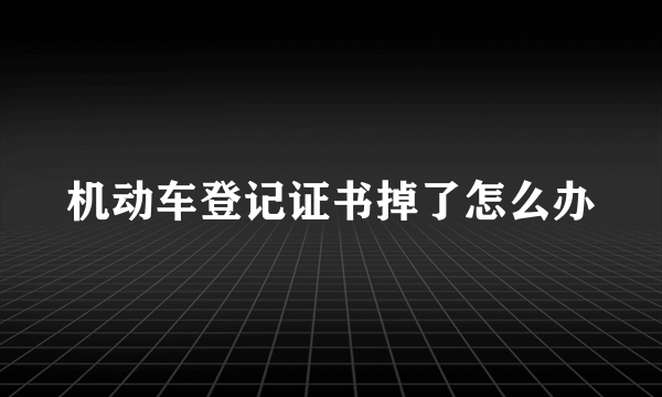 机动车登记证书掉了怎么办