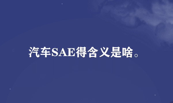 汽车SAE得含义是啥。