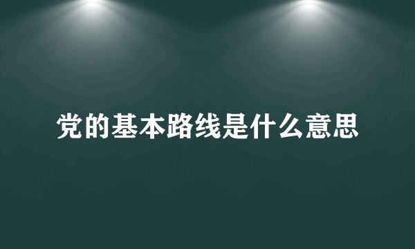 党的基本路线是什么意思