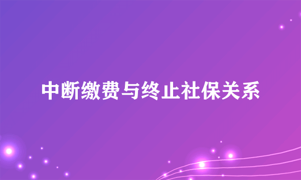 中断缴费与终止社保关系