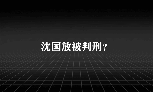 沈国放被判刑？