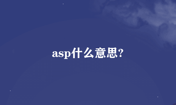 asp什么意思?