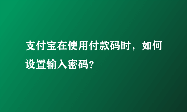 支付宝在使用付款码时，如何设置输入密码？