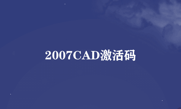 2007CAD激活码