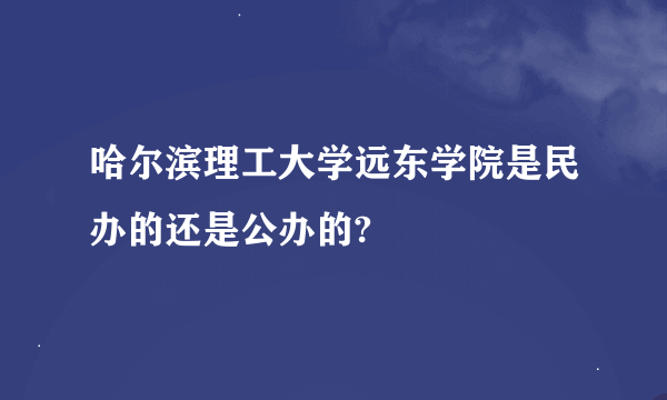 哈尔滨理工大学远东学院是民办的还是公办的?