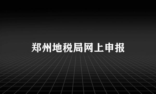 郑州地税局网上申报