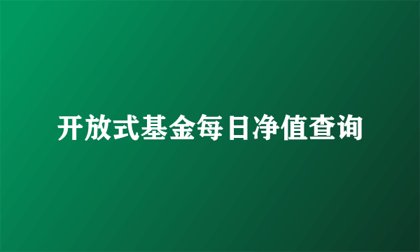 开放式基金每日净值查询