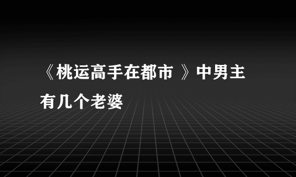 《桃运高手在都市 》中男主有几个老婆