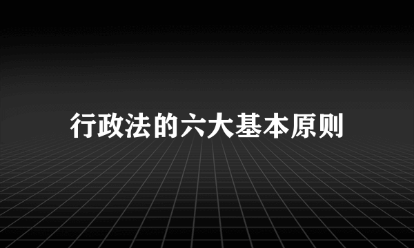 行政法的六大基本原则