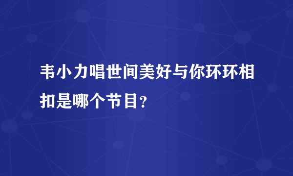 韦小力唱世间美好与你环环相扣是哪个节目？