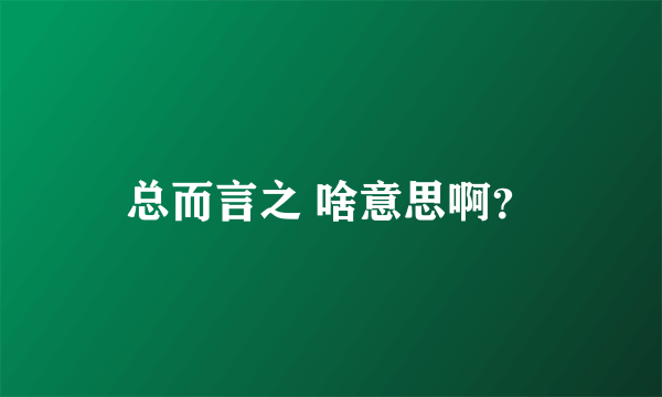 总而言之 啥意思啊？