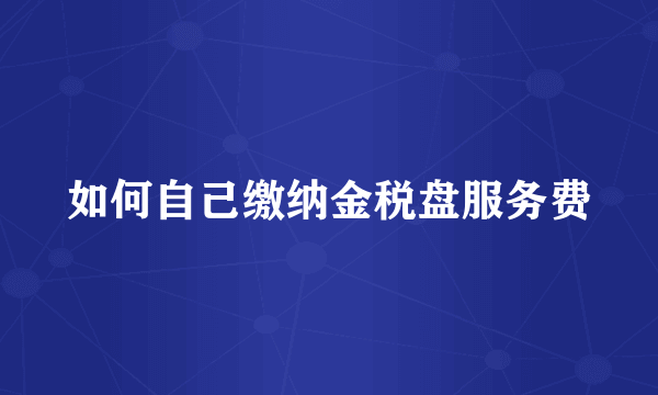 如何自己缴纳金税盘服务费