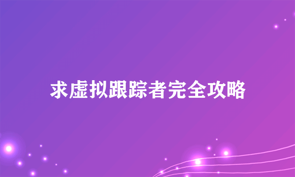 求虚拟跟踪者完全攻略