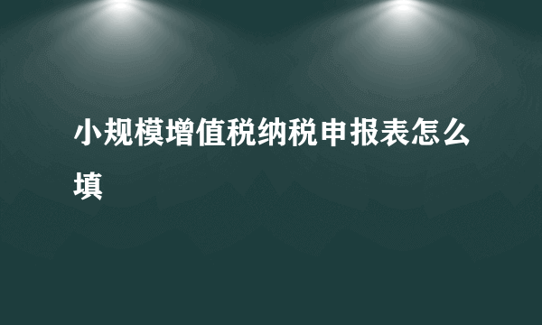 小规模增值税纳税申报表怎么填